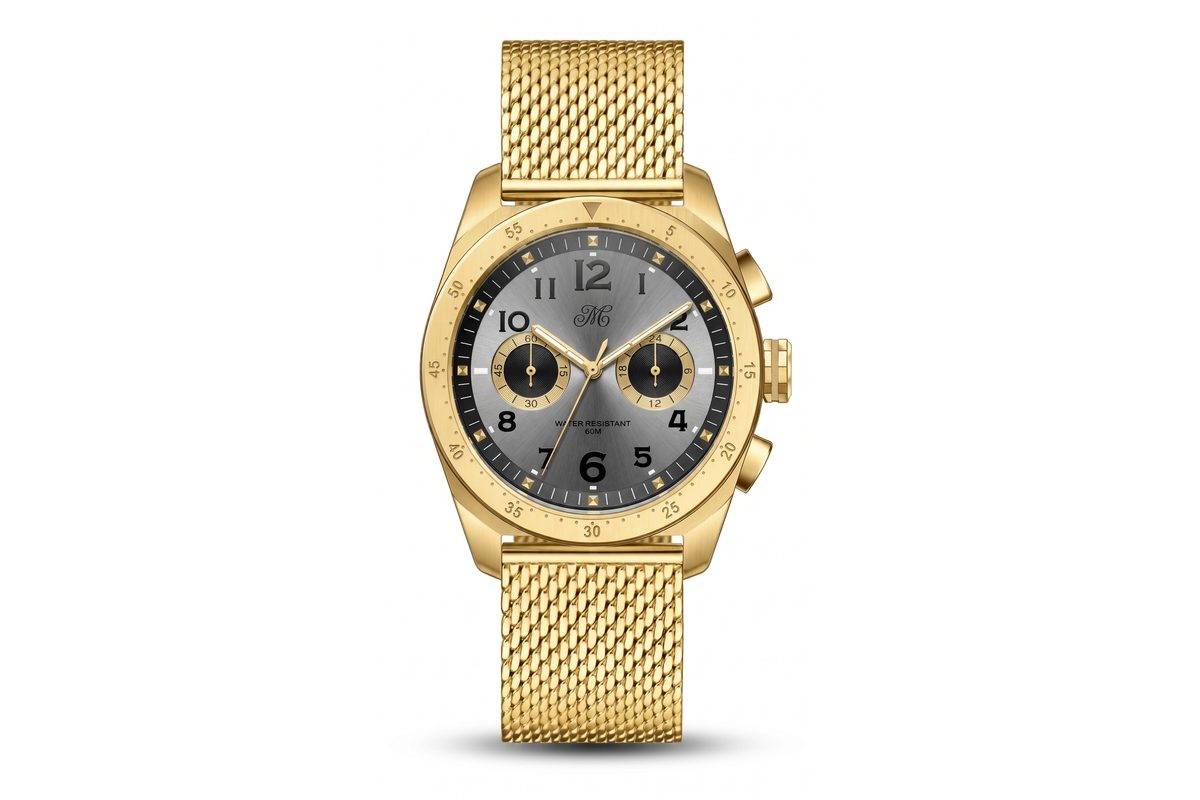 Serie VI — Gold chronograph with grey dial
